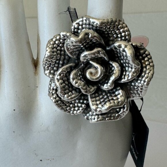 E&L Israel Sterling Silver Statement Flower Electroform Rose Ring  Sz.8 - Picture 11 of 14